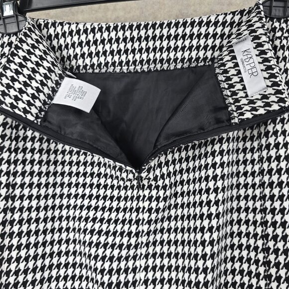 Kasper Womens Houndstooth Pleated Skirt Size 18W Polyester Blend - Picture 4 of 9